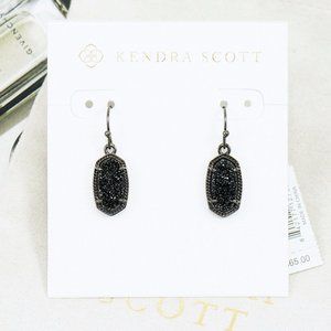 Kendra Scott Lee Black Drusy Earrings gunmetal